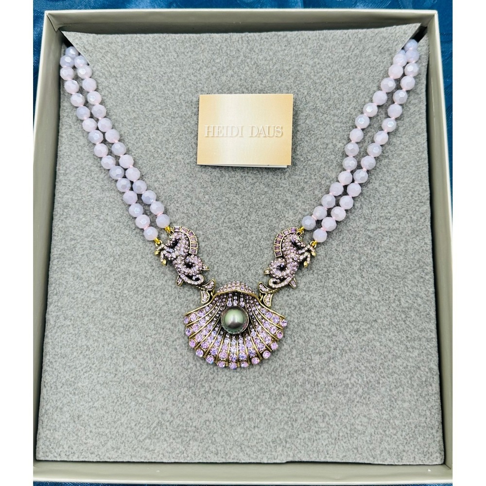 Heidi Daus "Ornament of the Sea"Seahorse Shell Beaded Double Strand Necklace *SD - Picture 1 of 14